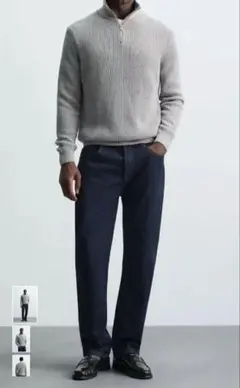 zara 裏編みニットジッパーセーター