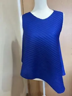 ⭐️プリーツ素材トップスブルー未着用極美品⭐️