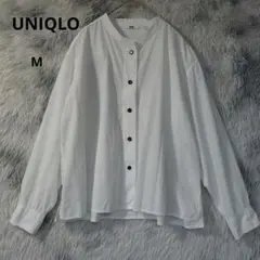 UNIQLO バンドカラーシャツ ホワイト Mのサムネイル