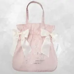 メゾンドフルール シャイニー ダブルリボン ギャザー トートバッグ F