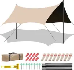 ✨在庫限り✨八角タープ 防水タープ テント 遮光 UPF50+ キャンプ用 軽量のサムネイル