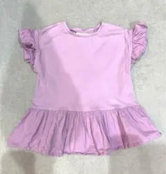 110 ZARA 半袖 紫 フリル カットソー