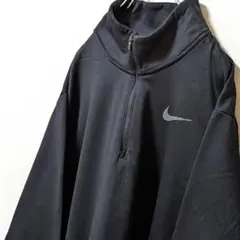 ナイキ ロゴ ハーフジップ トレーナー ブラック 黒 XL 古着