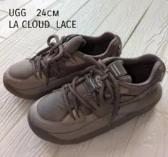 UGG★LA CLOUD LACE24cm★ボリュームソール厚底★グレーベージュ
