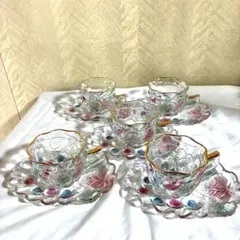 ガラスカップ&ソーサー5客セット