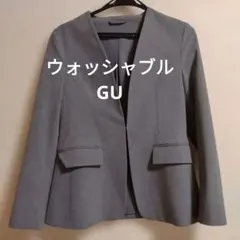 ウォッシャブルノーカラージャケットZ S 　グレー　GU