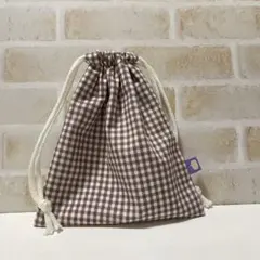 ギンガムチェックのコップ巾着
