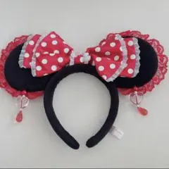ディズニー ミニー 水玉 赤 イヤリング カチューシャ ファンキャップ