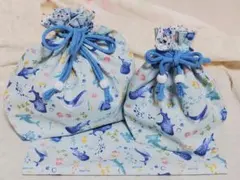 ハンドメイド★大好きサメさん達の可愛いランチ3点セット♪水色♪