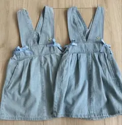 デニムリボン付きジャンバースカート 2着セット110