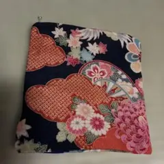 和風花柄ポーチ 約20cm
