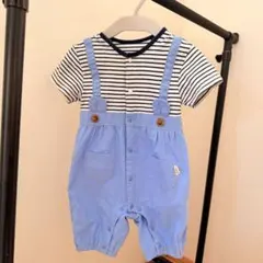 ボーダー　サロペット　ロンパース 70cm