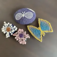 ミナペルホネン柄　ブローチ4点セット