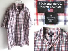 希少 ビンテージ POLO JEANS ラルフローレン オープンカラーシャツ