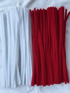 モール素材 ホワイト＆レッド 100本入