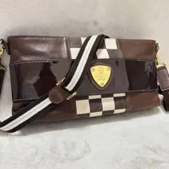 【美品】ATAO アタオ ショルダーバッグ 2way 市松模様 チョコ　ラーフルのサムネイル