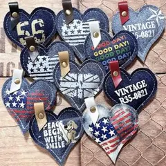 デニムリメイク／ぷっくりデニムminiハート➳10個