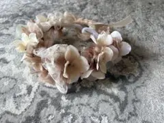 花とリボンのふんわり　花冠　お食い初め　ハーフバースデー　お誕生日