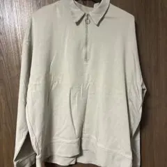ZARA ハーフジップ　トレーナー　ホワイトベージュ