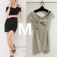 美品 GLAMOROUS ストレッチ リボン ワンショルダー キャバドレス