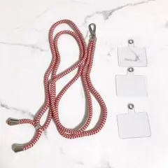⭐️ スマホストラップ 斜め掛け 携帯ストラップ 調節可能 紅白 赤