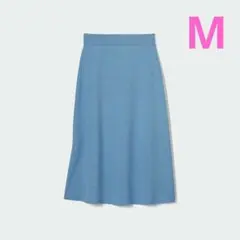 ユニクロ【UNIQLO】スムースコットンブレンドスカート　ブルーМ