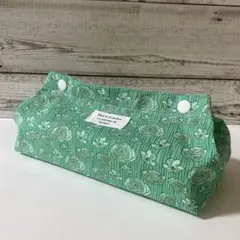 箱無しボックスティッシュカバー　ボックスティッシュケース　ハンドメイド　グリーン
