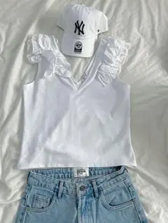 ZARA ザラ　トップス　タンクトップ　キャミ　袖フリル