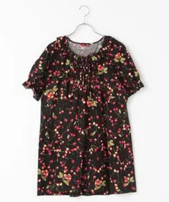 PINK HOUSE♡チェリーズプリントチュニックブラウス 黒のサムネイル