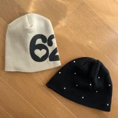 RONI ニット帽　ビーニー　M 2枚　黒　ベージュ