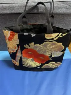ハンドメイド リメイク帯 トートバッグ 大容量 和柄 着物帯 リメイクのサムネイル