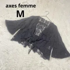 axes femme アクシーズファム 七分袖ボレロ 黒 レース 綿 羽織/M