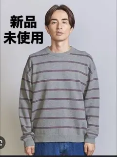 コットンボーダークルーネックニット　beauty&youth