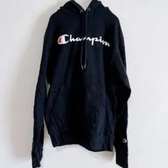 定番✨️チャンピオン 【L】スウェットパーカー 黒 プルオーバー 裏起毛 古着