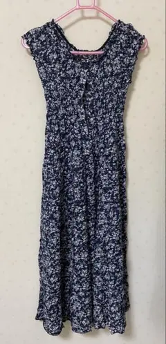 花柄ノースリーブロングワンピース M-L