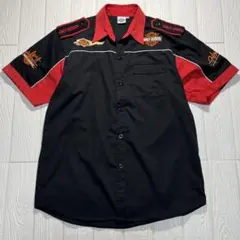 Harley-Davidson 刺繍ロゴ ワークシャツ XL ブラック×レッドのサムネイル