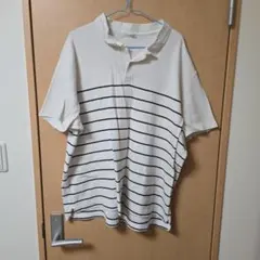 UNIQLO ホワイト ストライプ ポロシャツ 4XL