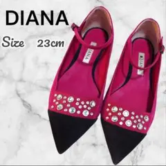 【美品】DIANA　ダイアナ ローヒール　パンプス　23センチ　ビジューのサムネイル