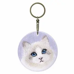 猫の刺繍キーホルダー