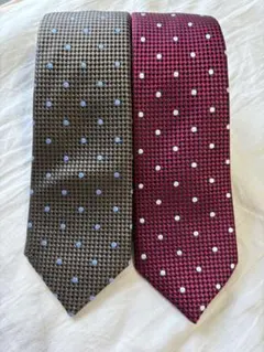 【美品】スーツカンパニー ドット柄ネクタイ 2本セット（赤＆茶）