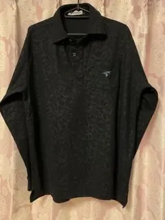 MIZUNO TOURSTAGE ポロシャツ 長袖 幾何学模様 黒 ブラック L
