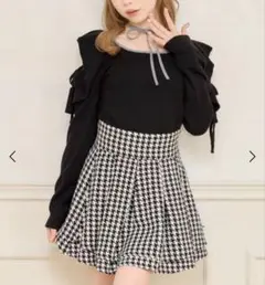 アプレジュール　ハイウエストフレアスカパン　千鳥柄