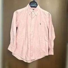 ポロラルフローレン　刺繍入りピンク長袖シャツ