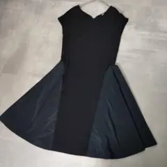 Repetto☆異素材フレアワンピース ブラック 美シルエットのサムネイル