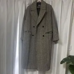 ZARA チェック柄 ロングコート M