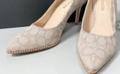 美品 COACH コーチ パンプス シグネチャー ハイヒール 8.5