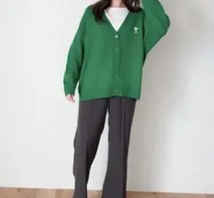 【ピーナッツ/PEANUTS】スヌーピー刺繍カーディガン　グリーン　M size