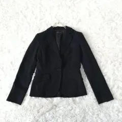 INDIVI ストライプストレッチウールテーラードジャケット 36黒