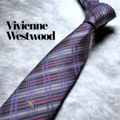 ✨美品✨　Vivienne Westwood 　チェック柄　ネクタイ　パープル