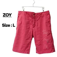 色褪せ等有 ZOY ゾーイ ゴルフ ハーフパンツ ピンク メンズ Lのサムネイル